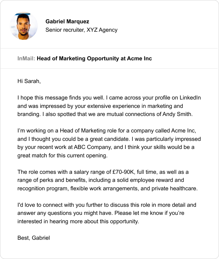 LinkedIn recruitment outreach examples